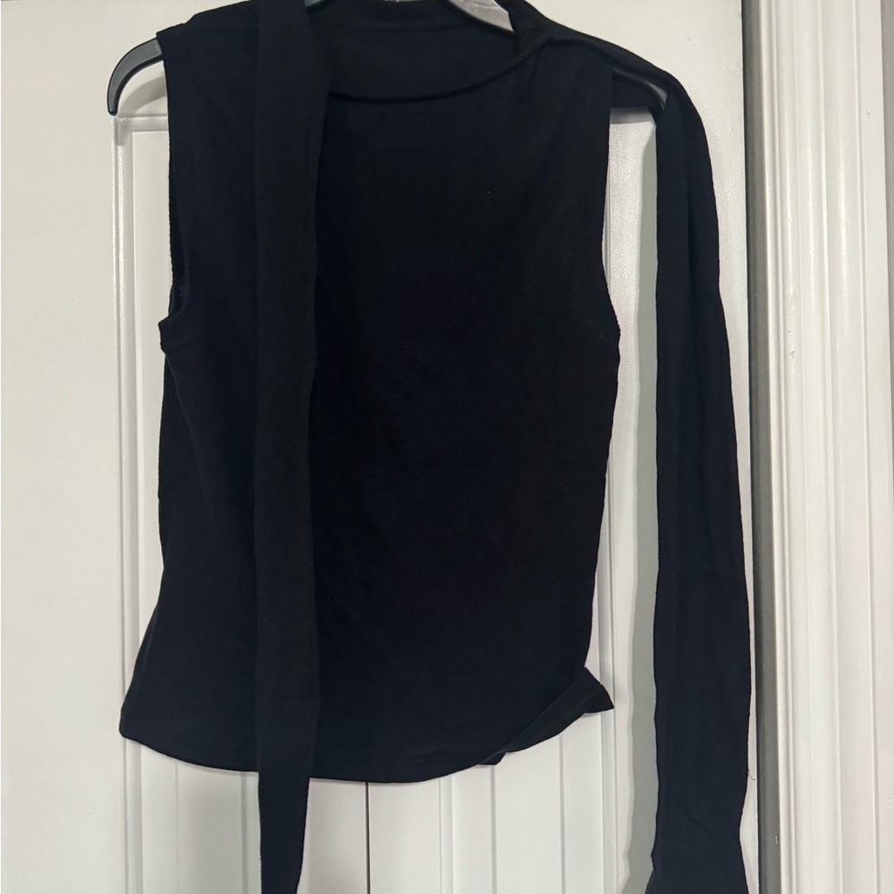 Enza Costa Black Sleeveless Scarf Sweater - Picture 5 of 6